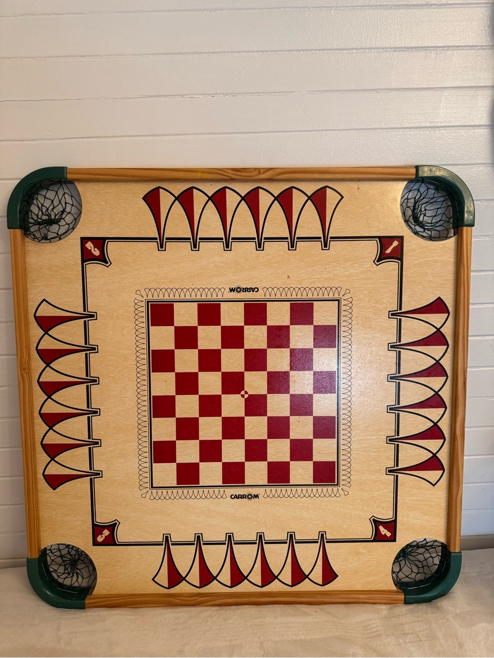 Vintage Carrom Game Board Double Sided Checkers Crokinole Style Board Only
